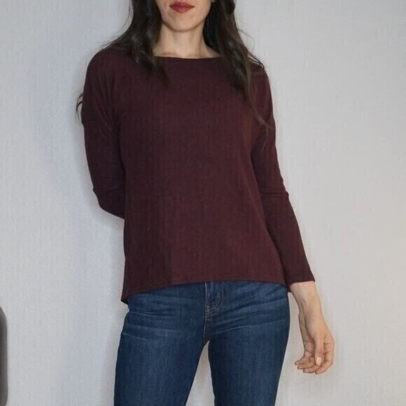 gibson Burgundy Boxy Soft Light Weight Sweater Top Size XXS - Picture 1 of 9